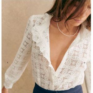 Chlo Shirt Ecru Guipure Lace Size 46 (US Size 14)